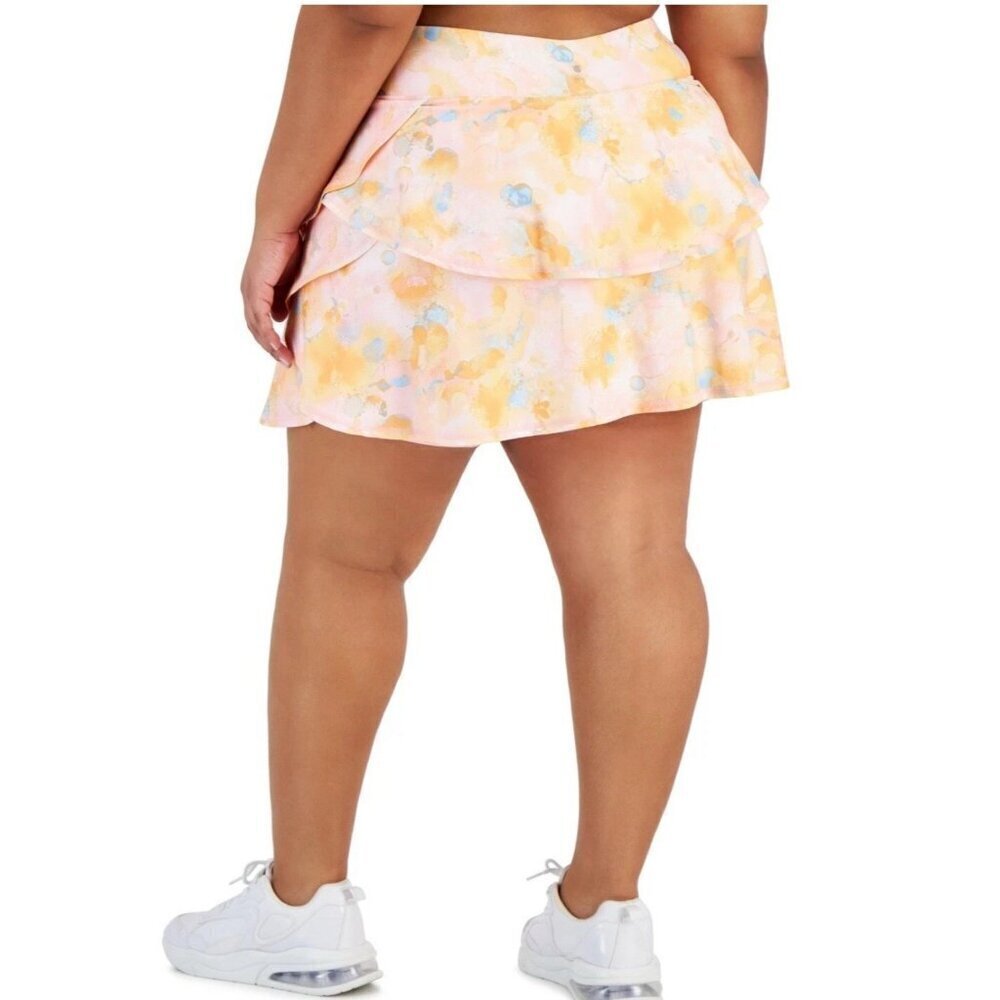 ID Ideology Plus Size Dreamy Bubble-Printed Tiered Flounce Pull-on Skort Pink - Picture 2 of 16